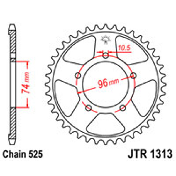 JT JT Rear Sprockets R/W 1313-40T HON